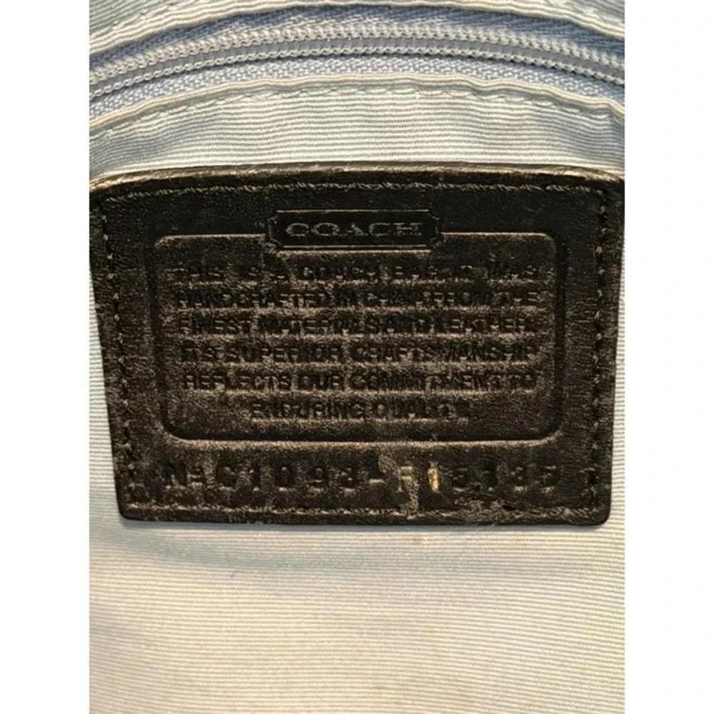 Coach Signature C Y2K Chelsea Leah Monogram Black White Canvas Leather Trim Tote